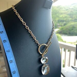 Oscar de la Renta Crystal Mother of Pearl Gold Necklace